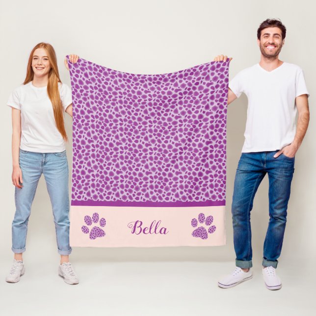 Cat Dog Pet Purple Leopard Skin Fleece Blanket (In Situ)