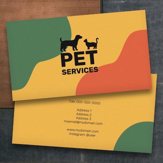 Cat & Dog - Pet Services Colored Business Card (Cat & Dog - Pet Services Colored Business Card)