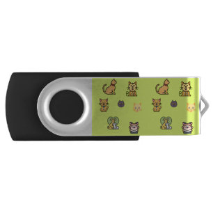 Cat Dog Pets Paws Fur Pattern Young Fluffy Flash Drive