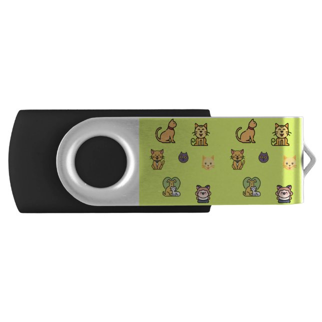Cat Dog Pets Paws Fur Pattern Young Fluffy Flash Drive (Front)