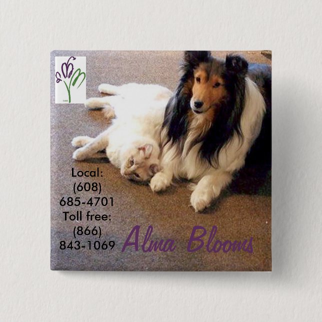 Cat & Dog Pinback Button (Front)