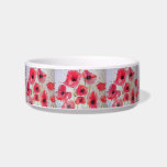 Cat Dog Red Floral Poppy Poppies Pet Name Bowl<br><div class="desc">Cat Dog Shabby Floral Poppy Poppies Pet Name Bowl,  with a fully customizable name. This design is sure to put a smile on the recipients face! Make pet feeding Fun! Designed by me from one of my original ink pen drawings.</div>