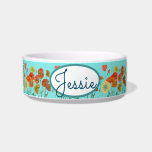 Cat Dog Shabby Floral Poppy Poppies Pet Name Bowl<br><div class="desc">Cat Dog Shabby Floral Poppy Poppies Pet Name Bowl,  with a fully customizable name. This design is sure to put a smile on the recipients face! Make pet feeding Fun! Designed by me from one of my original ink pen drawings.</div>