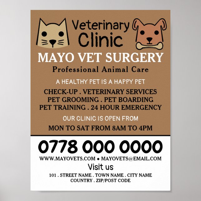 Cat & Dog, Veterinarian, Veterinary Service Advert Poster (Front)