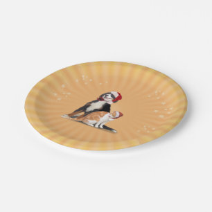 Cat & Dog with Santa Hats Paper Plates