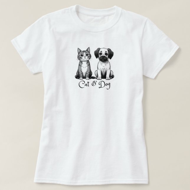 Cat & Dog Woman's T-Shirts (Design Front)