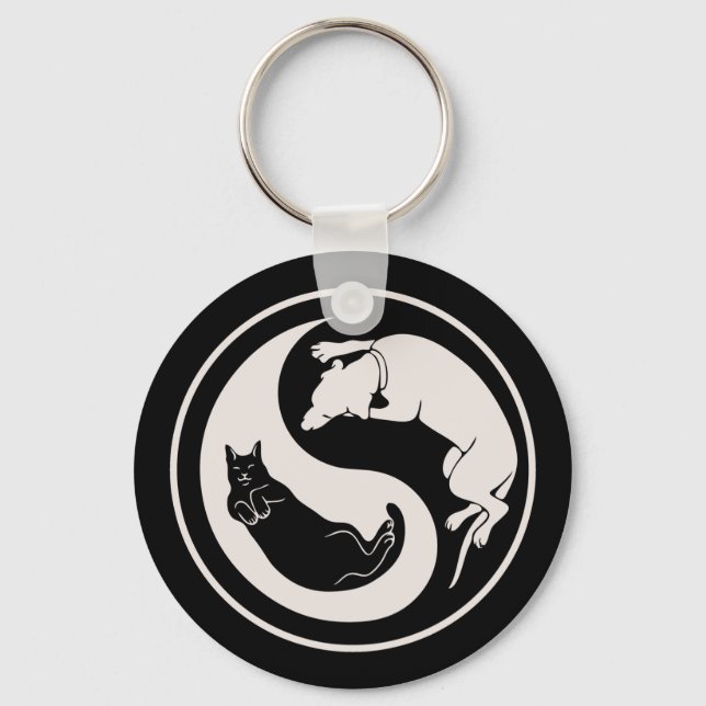 Cat-Dog Yin-Yang Keychain (Front)