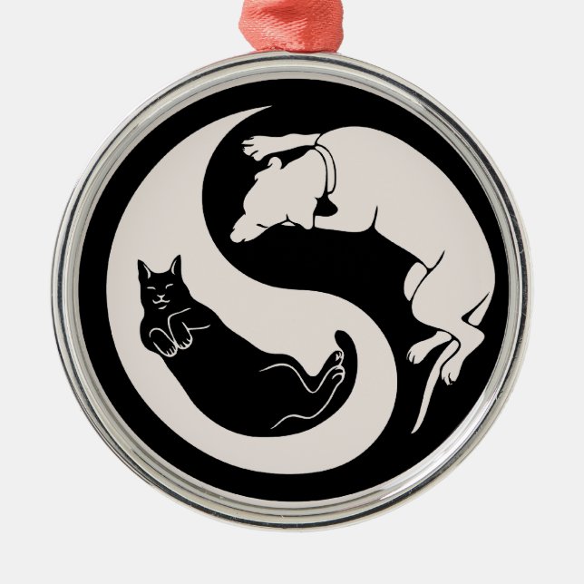 Cat-Dog Yin-Yang Metal Ornament (Front)