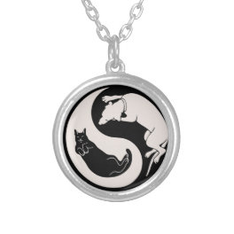 Cat-Dog Yin-Yang Silver Plated Necklace