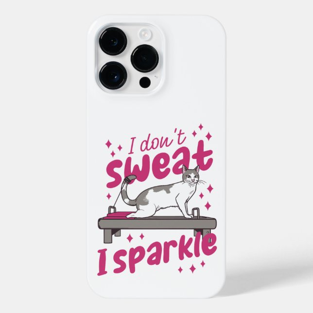 CAT DOING PILATES I DON'T SWEAT I SPARKLE  iPhone CASE (Back)