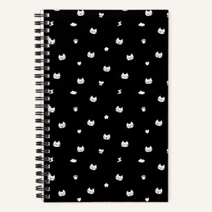 Cat Doodle Black Notebook