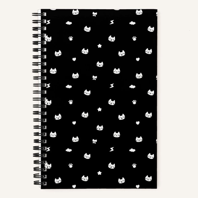 Cat Doodle Black Notebook (Front)