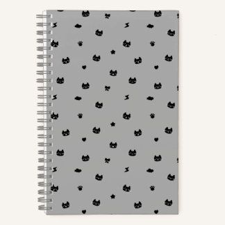 Cat Doodle Grey Notebook