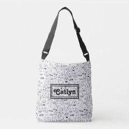 Cat Doodles, Funny Black and White Kitties Pattern Crossbody Bag