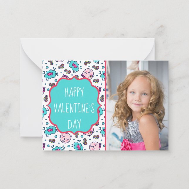 Cat Doodles Valentine's Day Custom Photo Cards (Front)