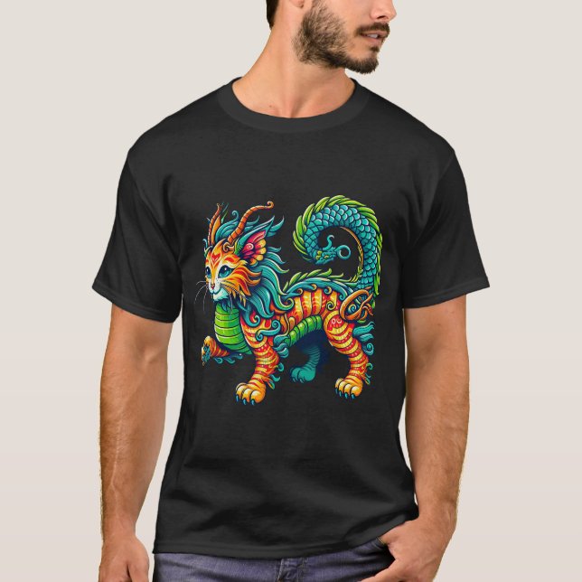 Cat Dragon Happy Chinese New Year 2024 Womens Mens T-Shirt (Front)