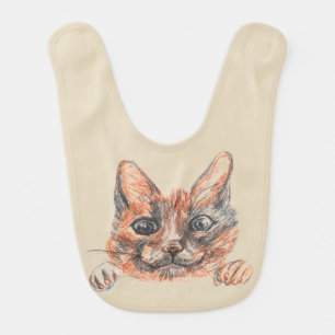 Cat drawing, cute kitten  Baby Bib
