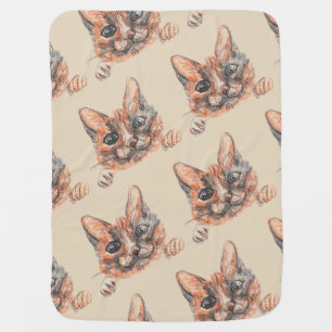 Cat drawing, cute kitten Baby Blanket