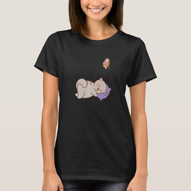 Cat Dreaming Sleeping T-Shirt (Front)