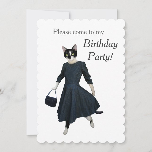 Cat Dress Birthday Party Invitation (Front)
