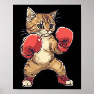 Cat Dressed As A Boxer Funny Boxing Men Women Kids Poster