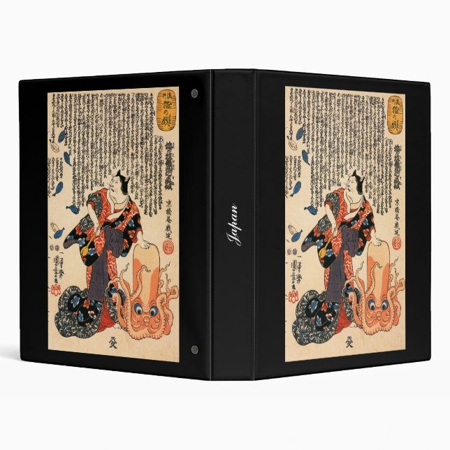 Cat dressed as a woman and octopus c. 1800's 3 ring binder (Background)