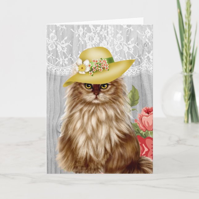 Cat dressed in hat notecard (Front)
