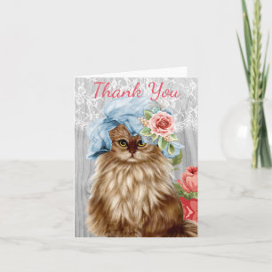 Cat dressed in Hat Thank You Card