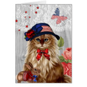 Cat dressed in Red White and Blue Patriotic Hat (Front)