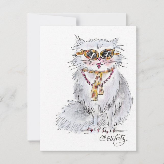Cat dressed up for the party note card (Front)