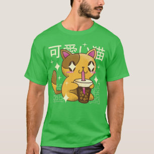 Cat Drinking Bubble Tea Drink Japan  T-Shirt