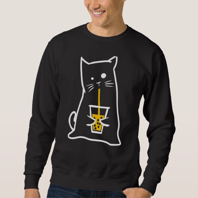 Cat Drinking Bubble Tea  Womens Boba    1 Sweatshirt (Front)