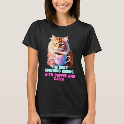 Cat Drinking Coffee Best Morning T-Shirt