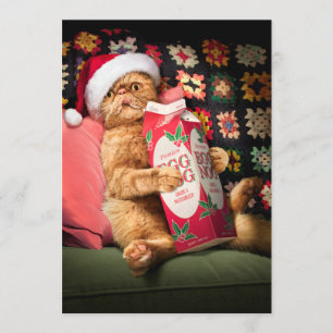 Cat Drinking Egg Nog Invitation