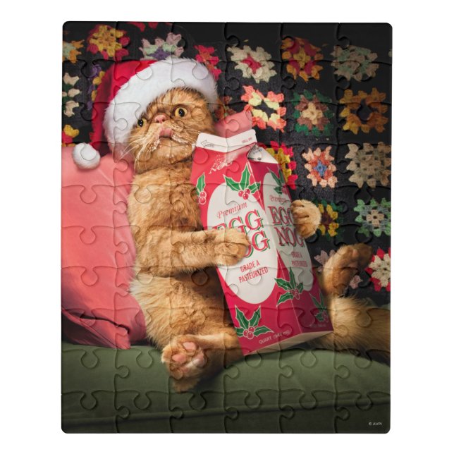 Cat Drinking Egg Nog Jigsaw Puzzle (Puzzle Vertical)