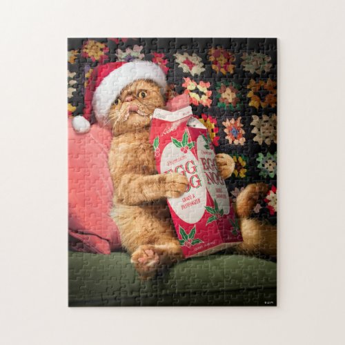 Cat Drinking Egg Nog Jigsaw Puzzle