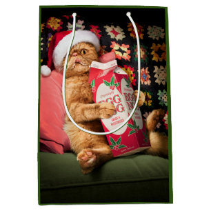 Cat Drinking Egg Nog Medium Gift Bag