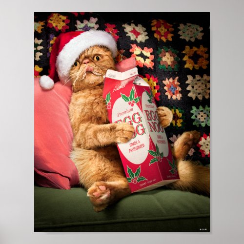 Cat Drinking Egg Nog Poster