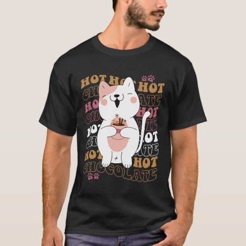 Cat drinking hot chocolate T_Shirt