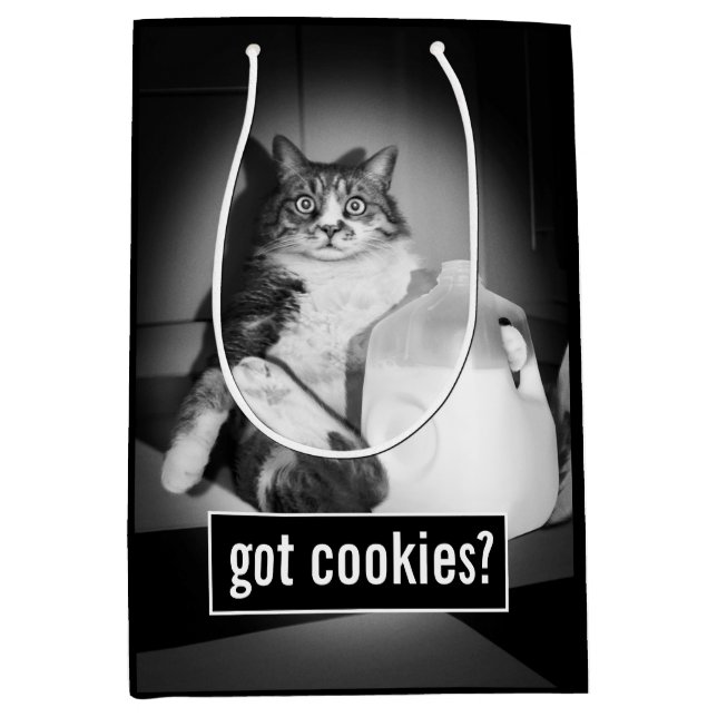 Cat Drinking Milk From Jug Medium Gift Bag (Front)