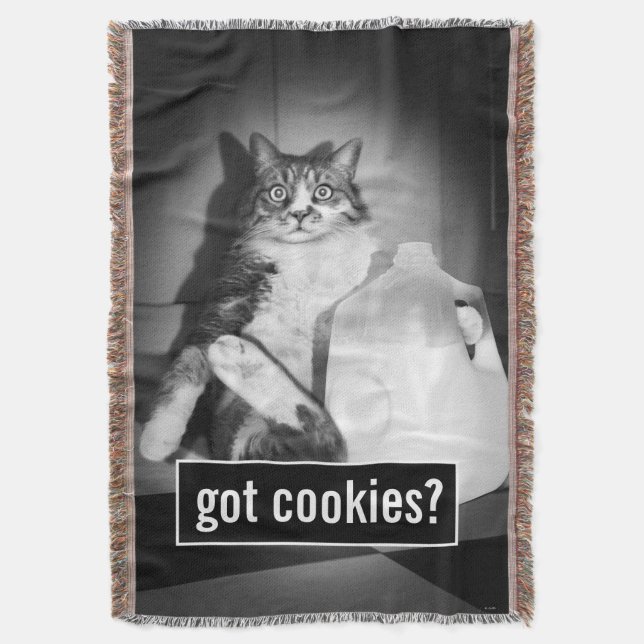 Cat Drinking Milk From Jug Throw Blanket (Front Vertical)