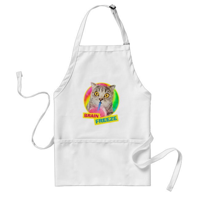 Cat Drinking Slushie Adult Apron (Front)