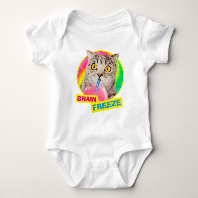 Cat Drinking Slushie Baby Bodysuit (Front)