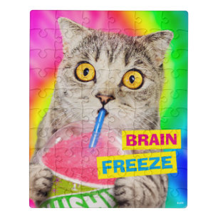 Cat Drinking Slushie Jigsaw Puzzle