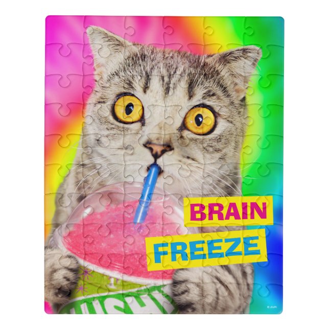 Cat Drinking Slushie Jigsaw Puzzle (Puzzle Vertical)