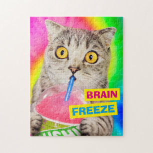 Cat Drinking Slushie Jigsaw Puzzle