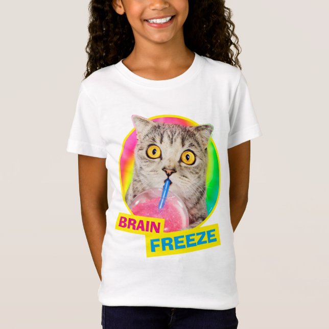 Cat Drinking Slushie T-Shirt (Front)