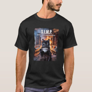 Cat Drinking Tea Dark Humor Outfit SIMP Sarcastic T-Shirt