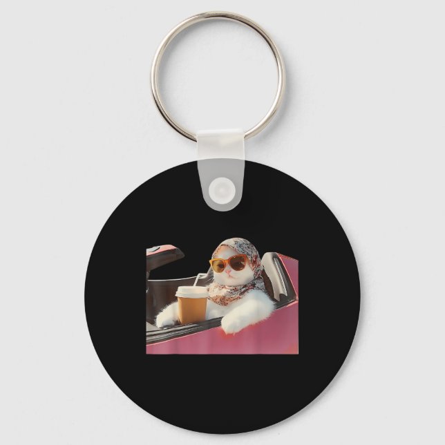 Cat Driving Meme Rage Is Consuming Me Silly Humor  Keychain (Front)