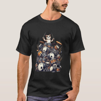 Cat Drummer, Cool Drummer, Funny Drums Tee for Kid